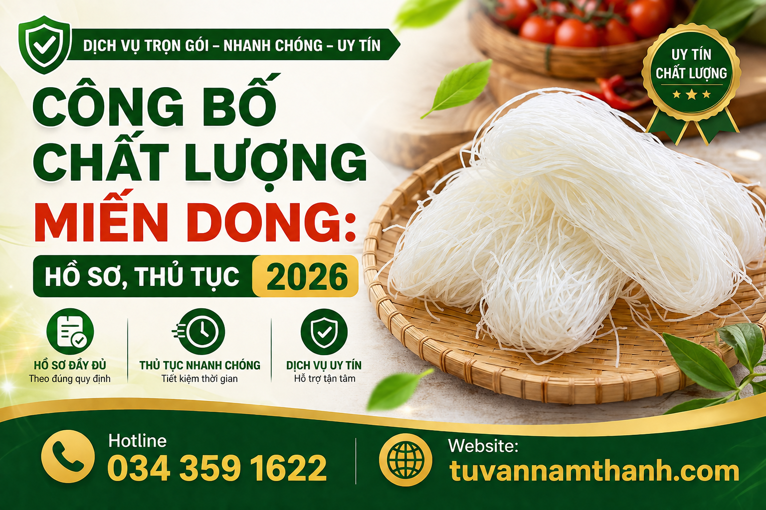 Công bố chất lượng miến dong Hồ sơ, thủ tục 2026 Công bố chất lượng miến dong Hồ sơ, thủ tục 2026