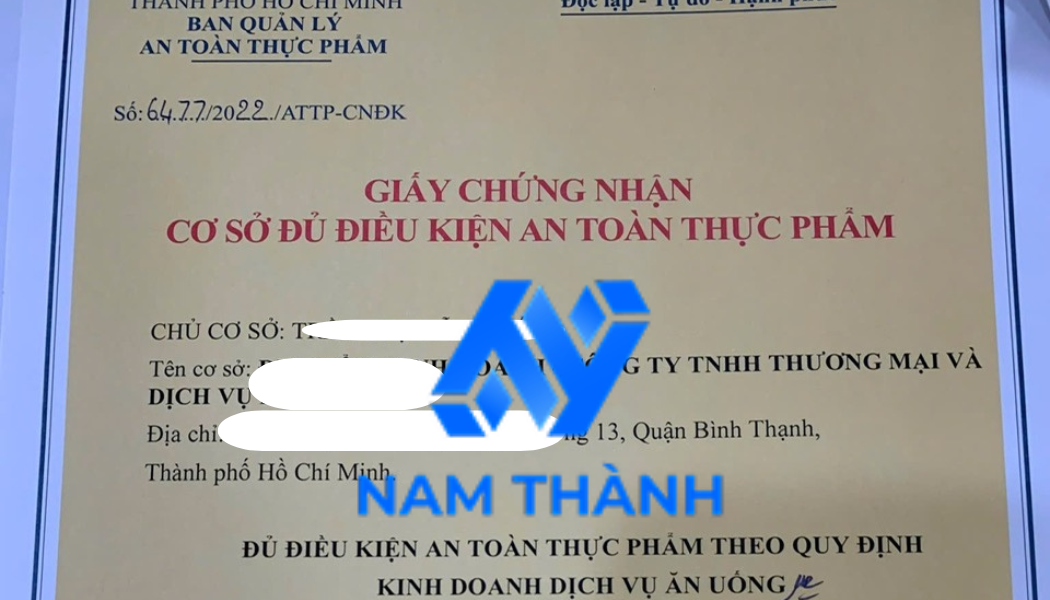 Giấy phép vệ sinh an toàn thực phẩm dịch vụ ăn uống