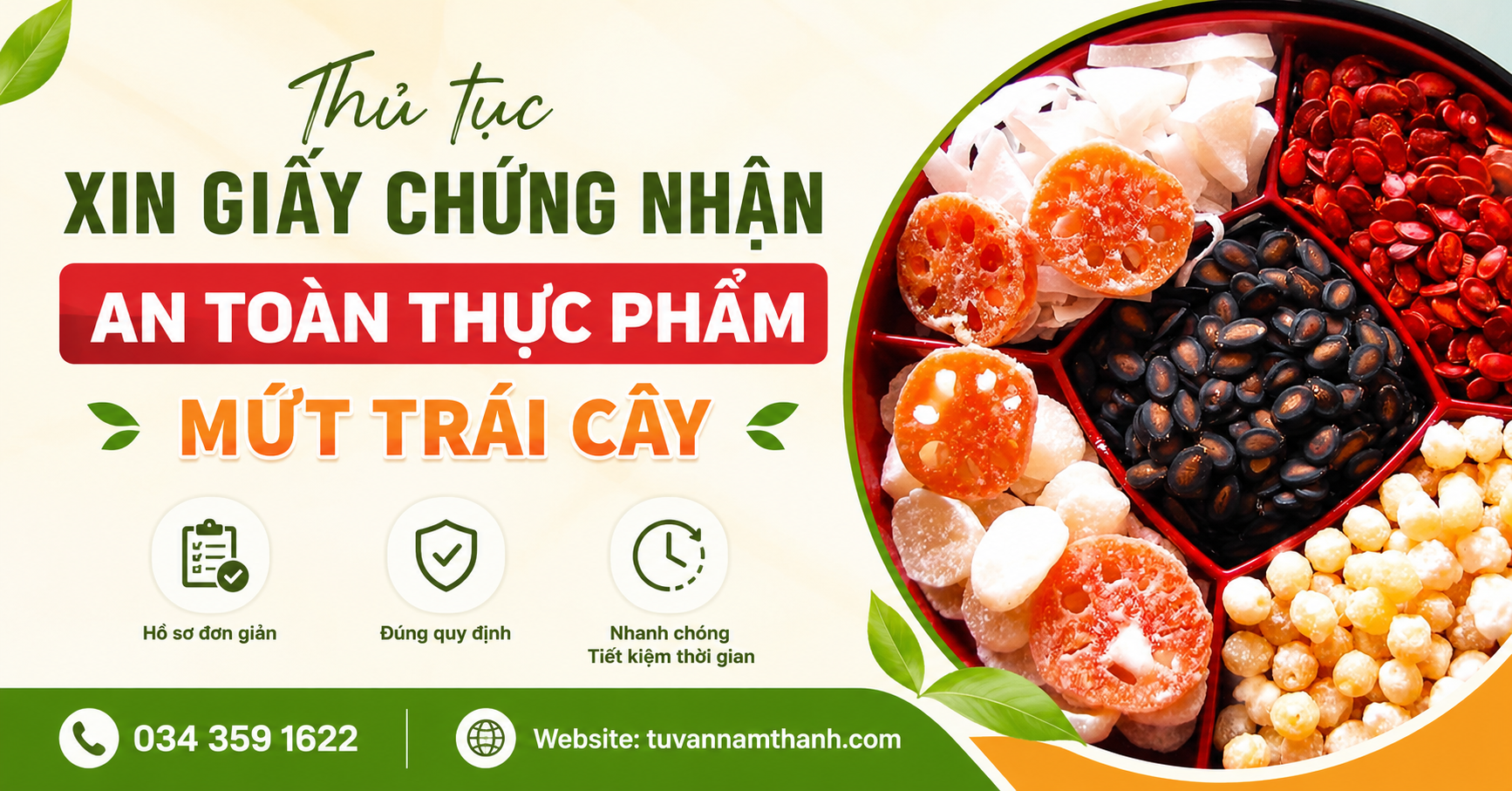 Thủ tục xin giấy chứng nhận an toàn thực phẩm mứt trái cây